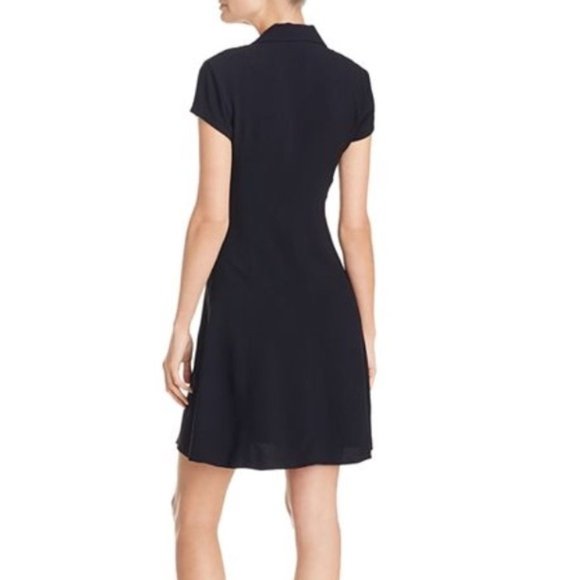 NWT Theory Easy Day Fit & Flare Crepe Black Mini Dress Sz. 8 - Picture 2 of 6